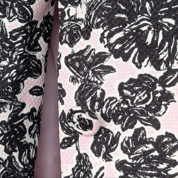 Ann Taylor Loft Spring Duster ¾ Sleeve Silk Linen Blend Floral Blush Charcoal Wh - Picture 3 of 9